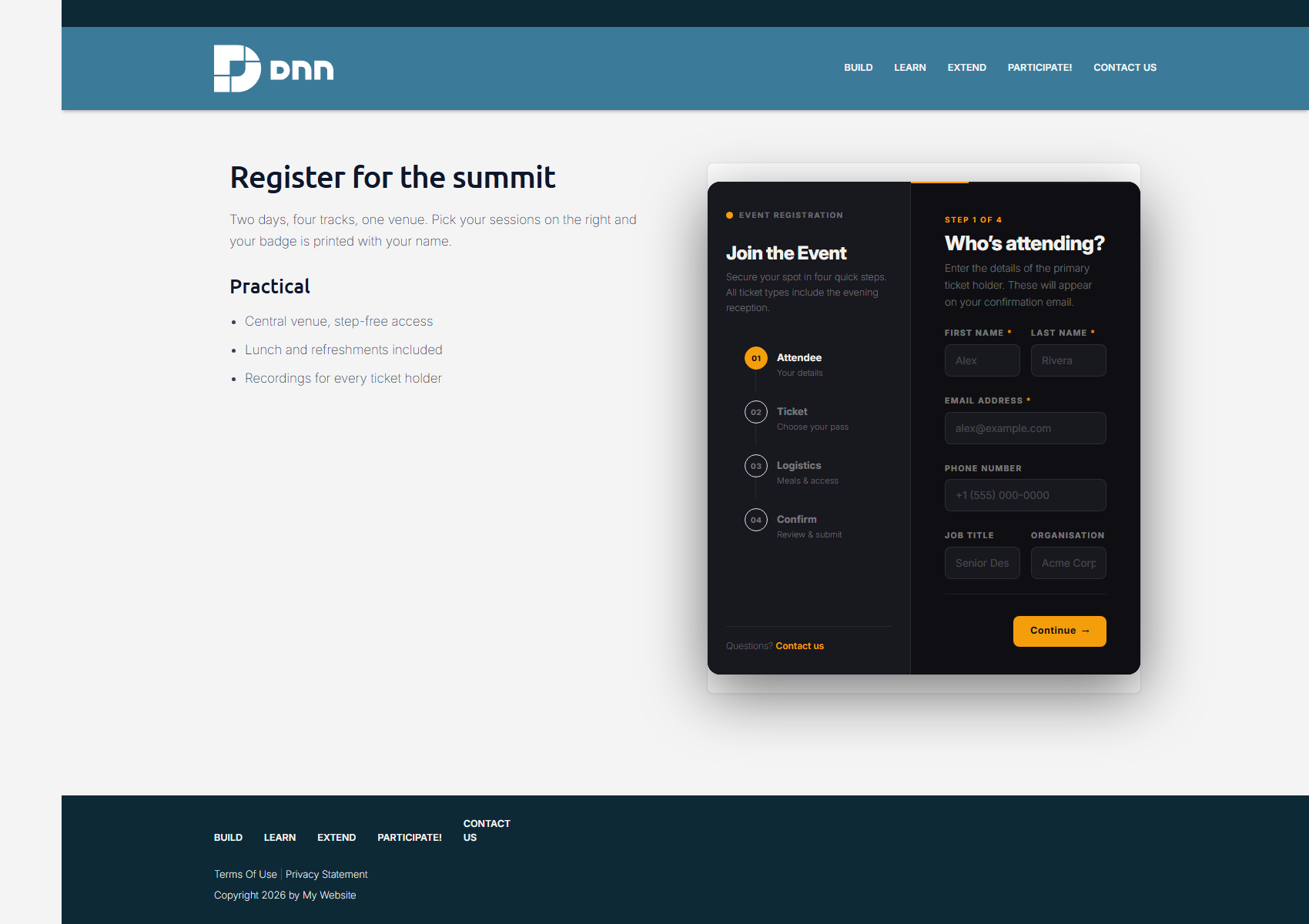 Event registration RSVP on DNN