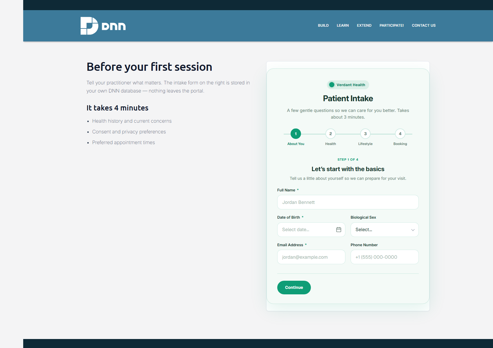 Wellness & patient intake on DNN