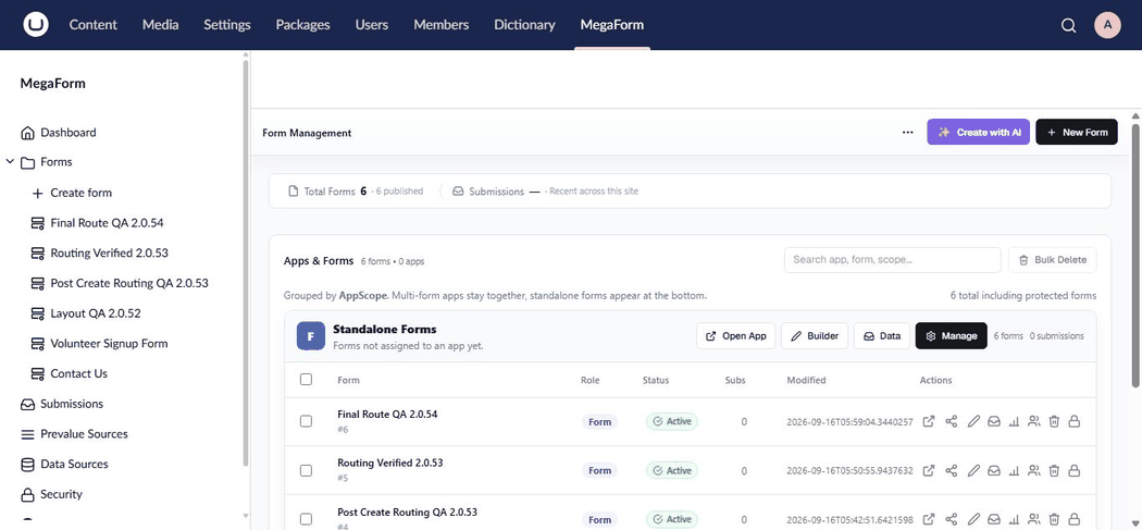Create and refine a form with AI in Umbraco